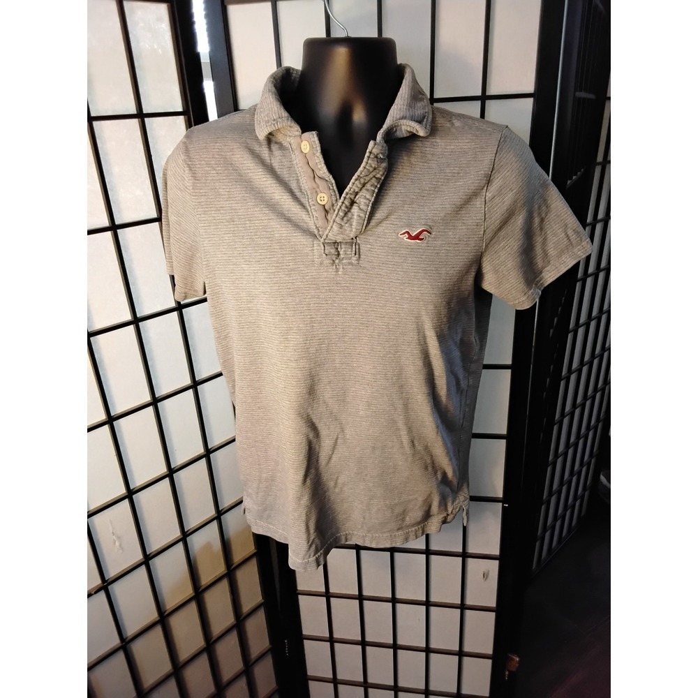 Hollister Grey vintage polo Shirt MEDIUM